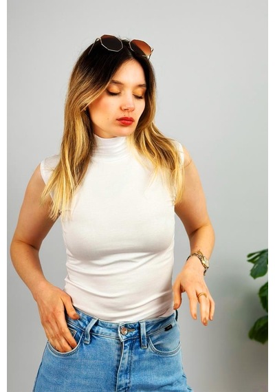 Kadın 4lü Yarım Balıkçı Kolsuz Sıfır Kol Body Siyah - Beyaz