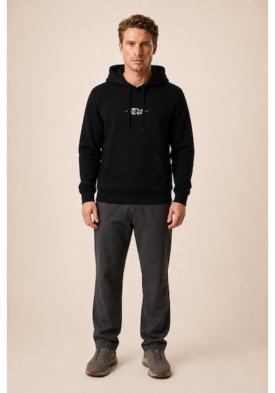 Redline Thenk Yeni Sezon Erkek Regular Fit Kapüşonlu Sweatshirt Siyah