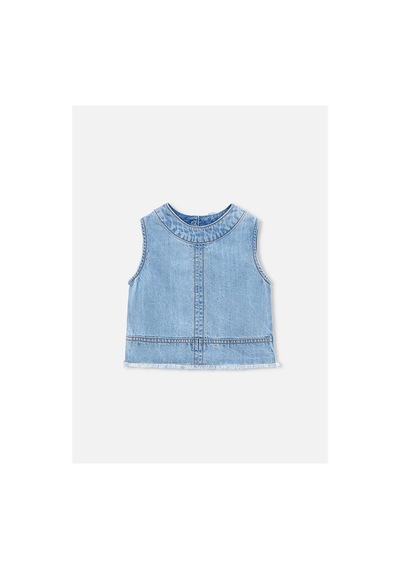 Mayoral Kız Çocuk Denim Kolsuz Bluz Mavi 3030