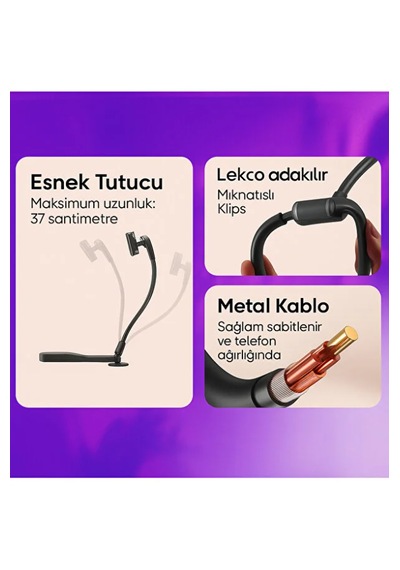 Manyetik Silikon Boyun Telefon Tutucu Eller Serbest, Ayarlanabilir Ve Rahat Kullanım 1 ADET