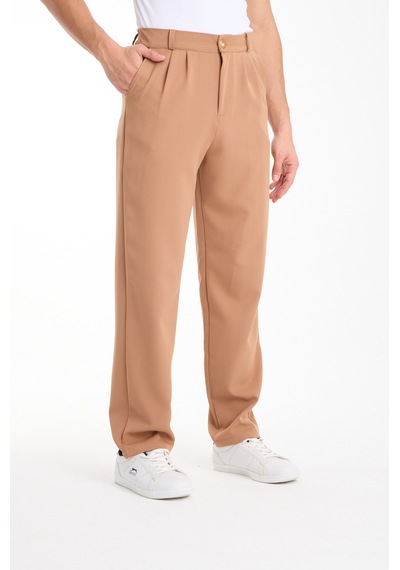 Gugus Erkek Baggy İthal Kumaş Pantolon Bej