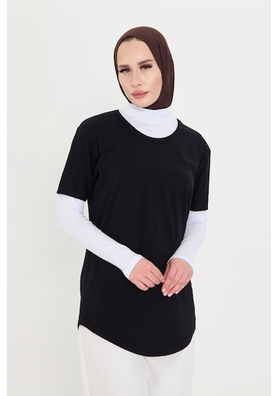Hürrem Bone Beyaz Tesettür Balıkçı Yaka Boyunluklu Kolluk Viskon Düz 1025 42 Beyaz