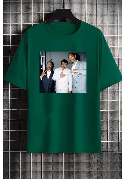 Unisex Müslüm Baba Baskılı T-shirt Yeşil