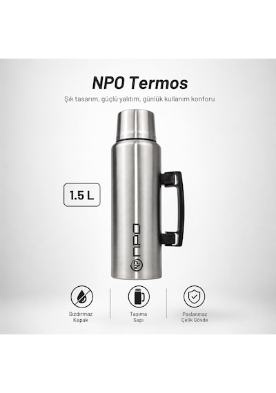 Npo Nt01 1.5l Çift Katmanlı Vakum Teknolojili 24h Sıcak 48h Soğuk 72h Buzlu Koruma Çelik Termos Diğer