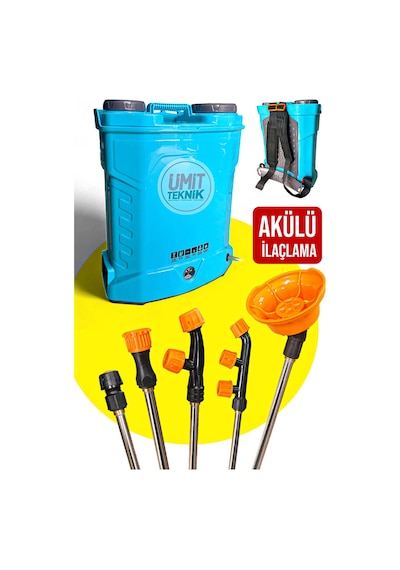 Turbo Akülü Sistem 16litre Sırt Tipi İlaçlama Pompası Dezenfektan Sulama Pülverizatör Makinası 16lt