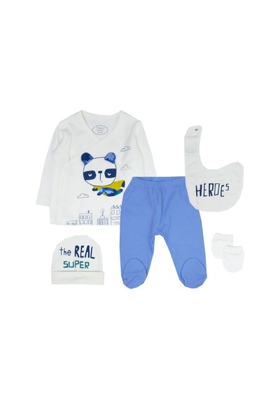 Tongs Baby Hero 5'Li Zıbın Takım 0-3 Ay Hastane Çıkışı -Mavi Çok Renkli