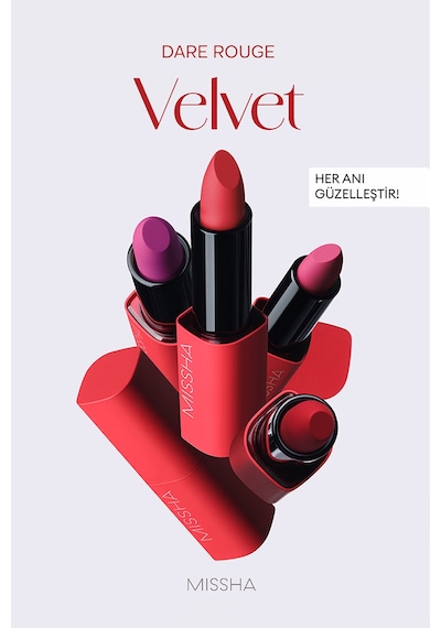 Missha Dare Rouge Velvet Yoğun Pigmentli Blur Etkili Nemli Kadife Bitişli Ruj 32 Scarlet Code