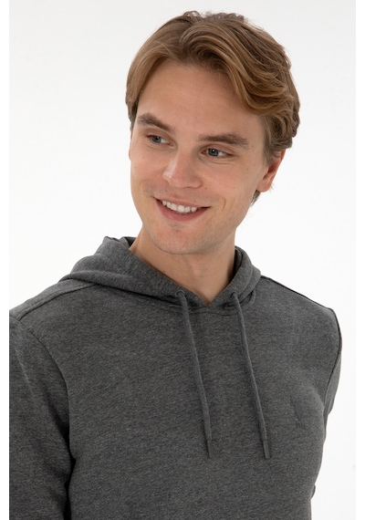 U.S. Polo Assn. Erkek Regular Fit Kapüşonlu Antrasit Melanj Basic Sweatshirt 50313720-VR081