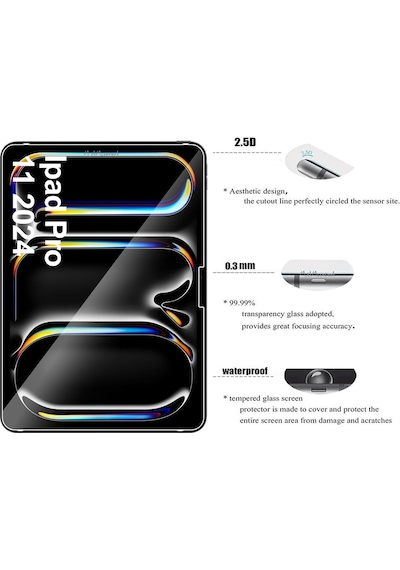 Apple Uyumlu iPad  Pro 11 İnç 2024 Pro 5.nesil Ekran Koruyucu Cam Nano Esnek