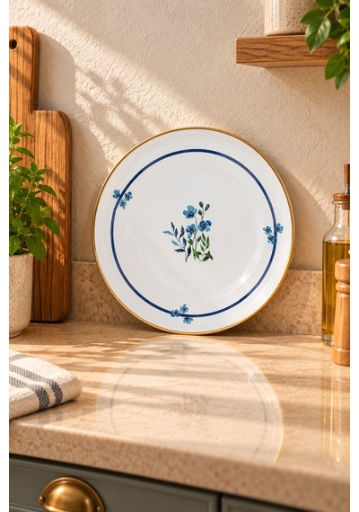 Bernardo Sapphire Emaye Servis Tabağı 32 Cm Beyaz - Pembe