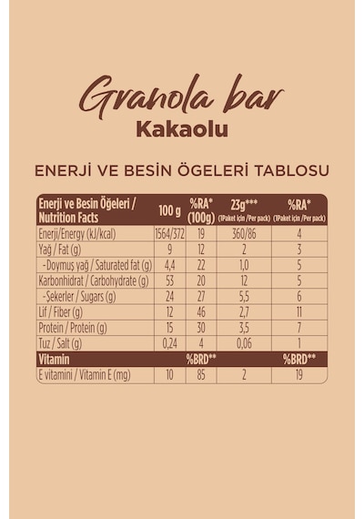 Kakaolu Granola Bar 23 G X 12 Adet