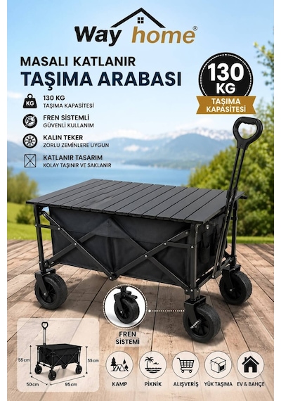 Way Home Katlanabilir Taşıma Arabası Masalı Rzn029 Kamp / Plaj / Bahçe / Pazar /evcil Hayvan