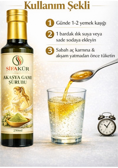 Şifakür Akasya Gamı Şurubu 250 Ml L-carnitin & Matcha İçerikli Bitkisel Takviye