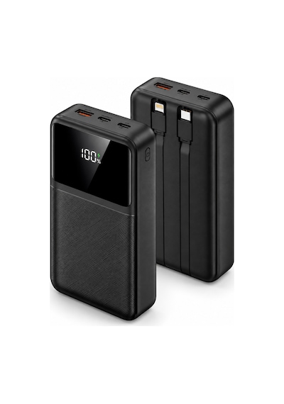 20000 Mah 22.5w Hızlı Şarj Powerbank Dahili Type-c Ve Lightning Kablolu Dijital Göstergeli- Re-ck083 Diğer