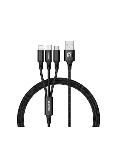 3in1 Çoklu Şarj Kablo Recci Rcs-d120 Fast Wind Serisi Lightning&type-c&micro Usb 1.2m Siyah