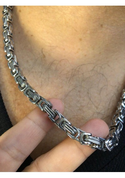 6mm Kral Beyaz Renk Erkek Çelik Kolye Işıklı Kutuda Sevgiliye Eşe Babaya Kolye Beyaz