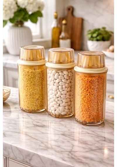 Decorev 3lü Erzak Saklama Kabı Br-6818 1300 Ml Kahverengi