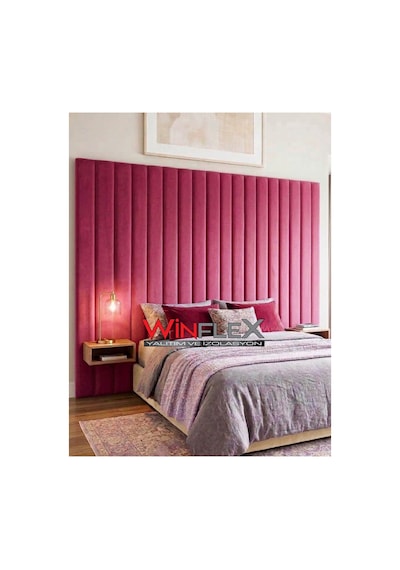 Akustik Kumaş Kaplı Dikey Panel 15x210cm - 12 Adet Fuşya Renk