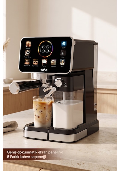 Scm-3030 Pro Kapsüllü & Toz Kahve Espresso Makinesi 20 Bar, Renkli Dokunmatik Ekran, Süt Hazneli