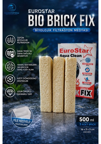 Akvaryum Filtre Malzemesi - Bio Brick Fix 500 Ml - Güçlü Bakteri Tutucu Biyolojik Medya - 3 Adet Brick - File Hediyeli