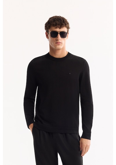 Avva Erkek Siyah Bisiklet Yaka Rayon Tüylenmeyen Regular Fit Triko Kazak A52y5001