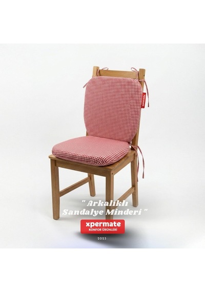 Pötikare Sırtlıklı Sandalye Minderi 42x42 Fermuarlı Yıkanabilir Kılıf Bağcıklı Minder Standart Fit Diğer