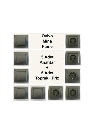 Ovivo Mina Füme 5 Adet Anahtar + 5 Adet Topraklı Priz