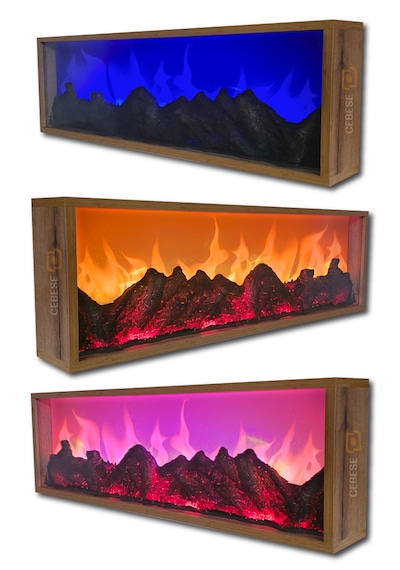 Dekoratif Elektrikli Yapay Şömine - 120x31.5x16.5 Cm - Farklı Renk Modları,kumandalı, Bluetooth Ses