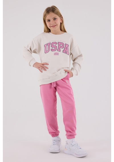 U.S. Polo Assn. U.s. Polo Assn Kız Çocuk Beyaz Eşofman Takımı Us2312-c-v1 KREM