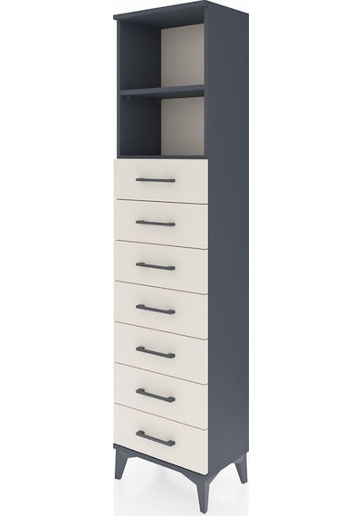 Arges Dolap 2 Raflı 7 Çekmeceli 44x30x182 Antrasit-aytaşı Antrasit