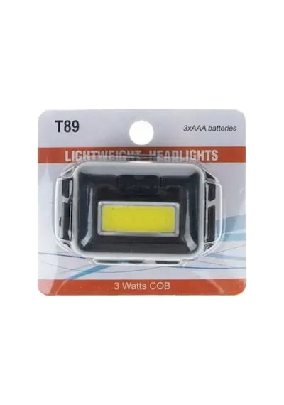 Headlamp T-89 3 Watt Cob Ledli Aaa Pilli Mini Kafa Lambası Feneri Çok renkli