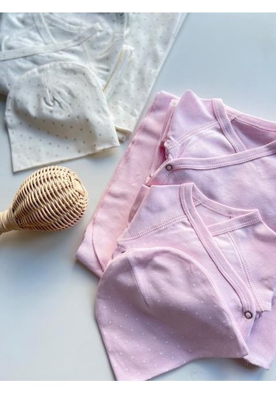 Key Kıds Pembe Puantıyeli Pamuk Hastane Çıkışı Seti Newborn 0-3 Ay Çok Renkli