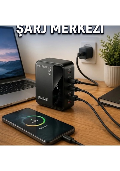 4 Portlu Gan Masaüstü Şarj İstasyonu 2 Usb-c + 2 Usb-a