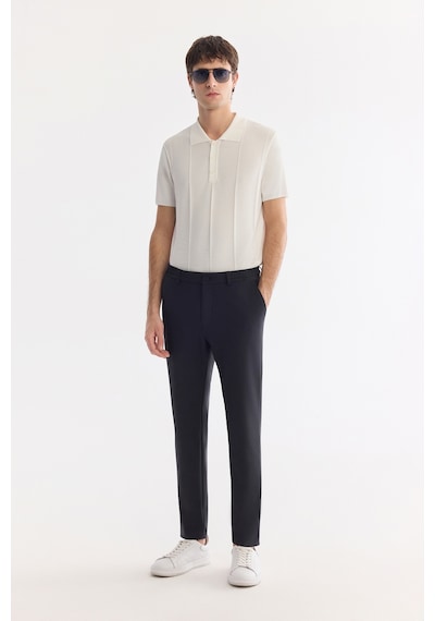 Avva Erkek Lacivert Beli Lastikli Teknik Kumaş Comfort Slim Fit Pantolon A61y3209