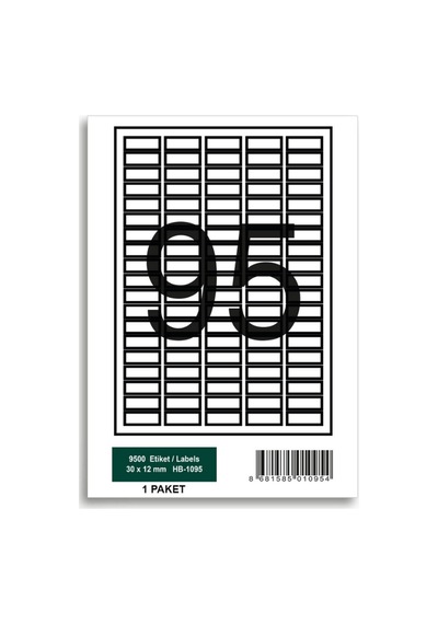 Herboy Hb-1095 30 X 12 Mm A4 Baskılı Laser Etiket 100 Adet
