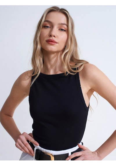 Dilvin 32892 Halter Yaka Top-siyah