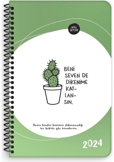 2024 Haftalık Ajanda Dikenime Katlansın 13x19,5 Yeşil