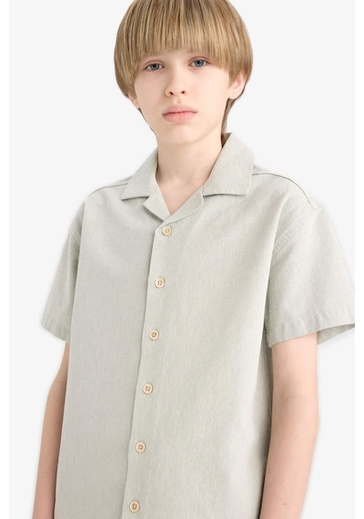 DeFacto Erkek Çocuk Oversize Geniş Kalıp Polo Yaka Müslin Kısa Kollu Gömlek E3314A825HSGN1123
