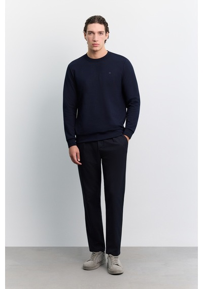 Avva Erkek Lacivert Bisiklet Yaka Kolay Ütülenen Regular Fit Sweatshirt B001035