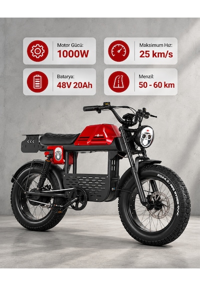 Ape Ryder Gibbon Ultra Sport Elektikli Bisiklet 1500w Kırmızı