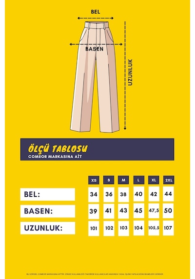 Comeor Kadın Yüksek Bel Düğmeli Fermuarlı Likralı Bej Düz Rahat Nervürlü Palazzo Pantolon