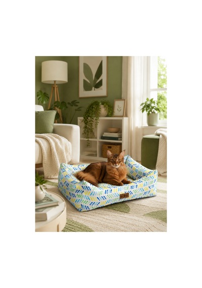Kedi Ve Köpek Yatağı Kafa Destekli Kaydırmaz Taban Yıkanabilir Fermuarlı Minder %100 Boncuk Elyaf Çok Renkli - 880924859 Xl