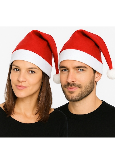 Yetişkin Boy Kırmızı Polar Yeni Yıl Yılbaşı Noel Baba Şapkası Unisex Diğer