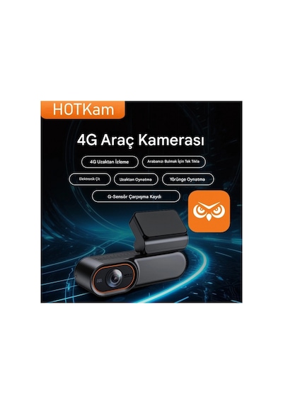 Hotkam 4g Araç İçi Kamera Google Maps Gps Takip 1080p + Turkcell 12gb Sım Hediye -1 Yıl