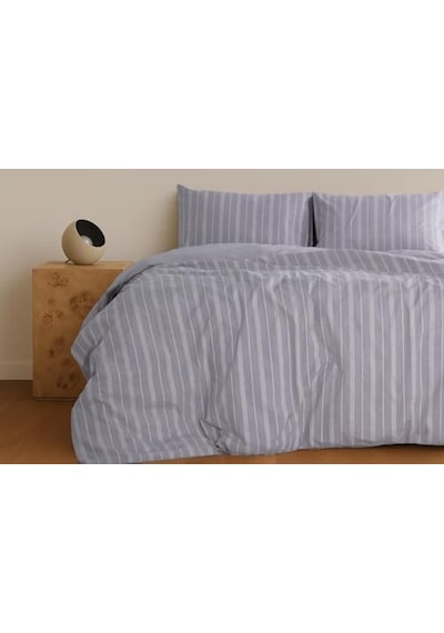 Sleeptown Keten Görünümlü Armürlü Pamuk Nevresim Takımı Gri-bej 200x220 Çift Kişilik Gri Diğer