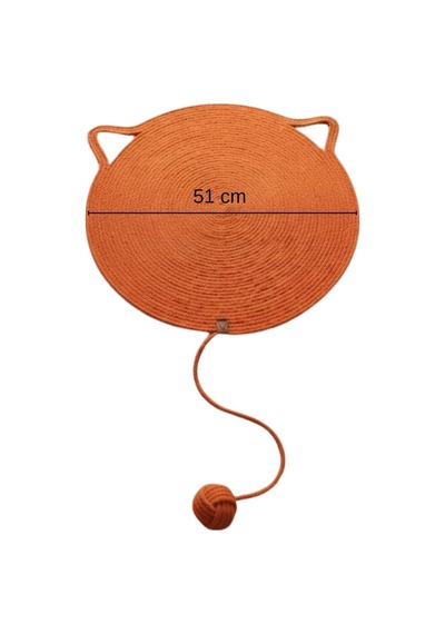 Tr Pet El Yapımı Oyuncaklı Kedi Tırmalama Matı%100 Pamuk İpli Turuncu