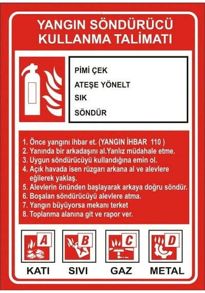 6 Kg Ruhsata Uygun 4 Yıl Köpüklü Yangın Tüpü Talimat-askı