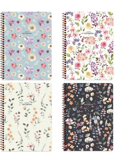 Keskin Color Defter Karton Kapak Spiralli Çiçek 16,5x22,5 80 Yp Çiz. Çok Renkli