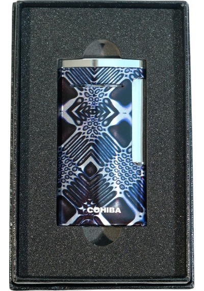 Cohiba Tek Torch Perde Alev Desenli Metal Puro Çakmağı - Tr9545