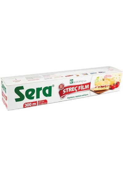 Sera Streç Film 300 Metre X 45 Cm - 8 Micron - Kayar Kesme Bıçağı Hediyeli